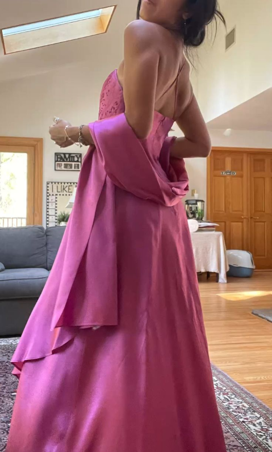 Gorgeous Pink A Line Beaded Classy Prom Dress Long Classy Evening Gown