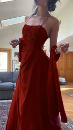 Gorgeous Pink A Line Beaded Classy Prom Dress Long Classy Evening Gown