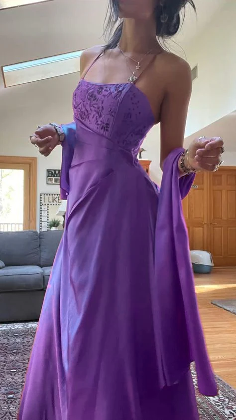 Gorgeous Pink A Line Beaded Classy Prom Dress Long Classy Evening Gown