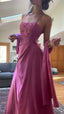 Gorgeous Pink A Line Beaded Classy Prom Dress Long Classy Evening Gown