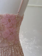 Gorgeous Pink Slim Square Neck 3D Flower Sequin Tassel Long Classy Prom Dress