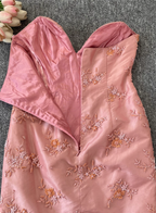 Gorgeous Princess Pink Mermaid Sweetheart Neck Embroidered Floral Satin Tulle Long Classy Prom Dress