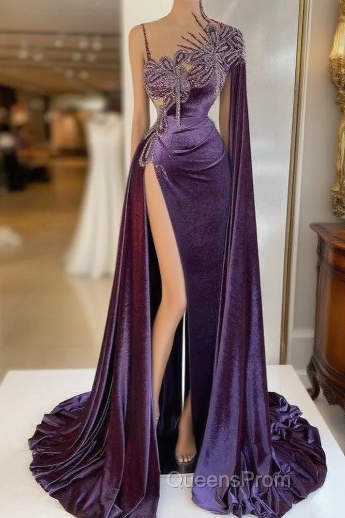 Gorgeous Purple Long Evening Prom Dress With Split Main image
