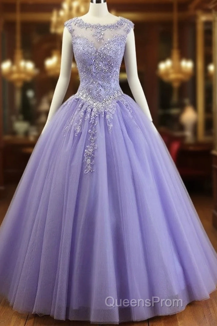 Gorgeous Quinceanera Dress With Applique And Beadings, Purple Formal Gowns Main image