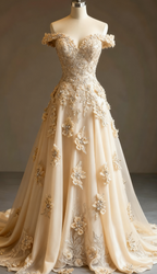 Gorgeous Red A-Line Off-The-Shoulder Tulle Beaded Long Classy Prom Dress Classy Applique Classy Evening Dress
