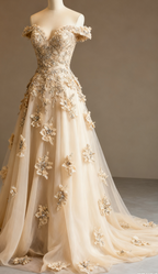 Gorgeous Red A-Line Off-The-Shoulder Tulle Beaded Long Classy Prom Dress Classy Applique Classy Evening Dress