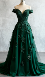 Gorgeous Red A-Line Off-The-Shoulder Tulle Beaded Long Classy Prom Dress Classy Applique Classy Evening Dress
