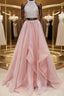 Gorgeous Round Neck Two Pieces Long Evening Prom Dress, 2 Pieces Formal Evening Dress