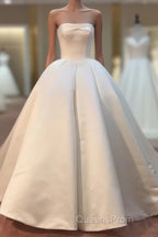 Gorgeous Satin Ball Gowns Strapless Wedding Dress For Bride