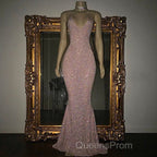 Gorgeous Sequined Mermaid Spaghetti-Strap Long Sleevesless Evening Prom Party Gowns