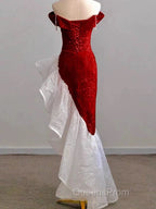 Gorgeous Sheath Off The Shoulder Sequin Red Evening Dress Evening Prom Dress Birthday Outfits