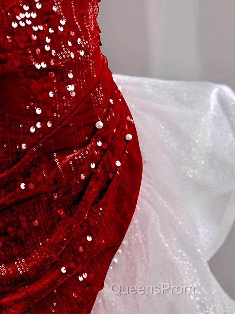 Gorgeous Sheath Off The Shoulder Sequin Red Evening Dress Evening Prom Dress Birthday Outfits