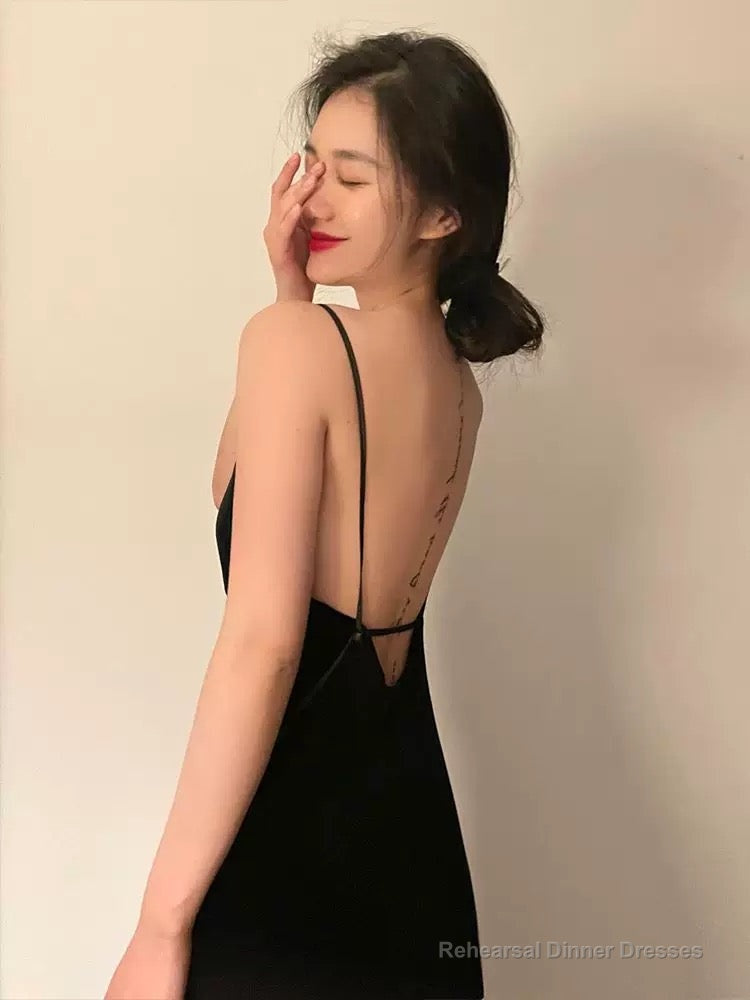 Gorgeous Sheath Spaghetti Straps Black Evening Dress Prom Dresses Birthday Outfits Secondary image