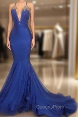 Gorgeous Spaghetti Straps Beads Appliques Evening Prom Dress Elegant Alluring Chic V-neck Fit and Flare Evening Gowns