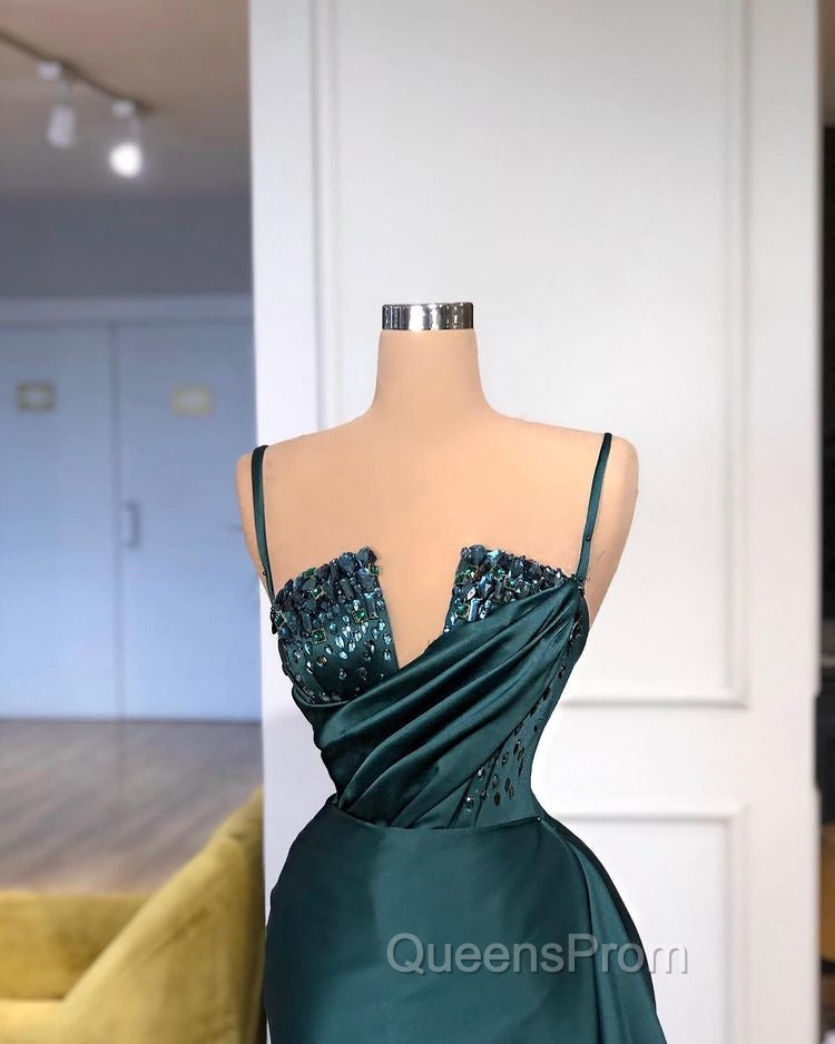 Gorgeous Spaghetti-Straps Crystal Mermaid Evening Dress With Detachable Train Secondary image