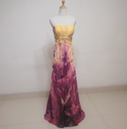 Gorgeous Strapless A-Line Printed Chiffon Long Classy Prom Dress