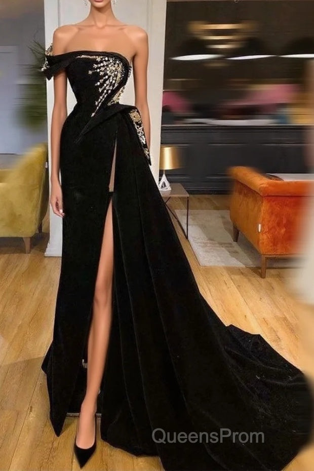 Gorgeous Strapless Split Front A-line Evening Prom Dress With Beading Main image