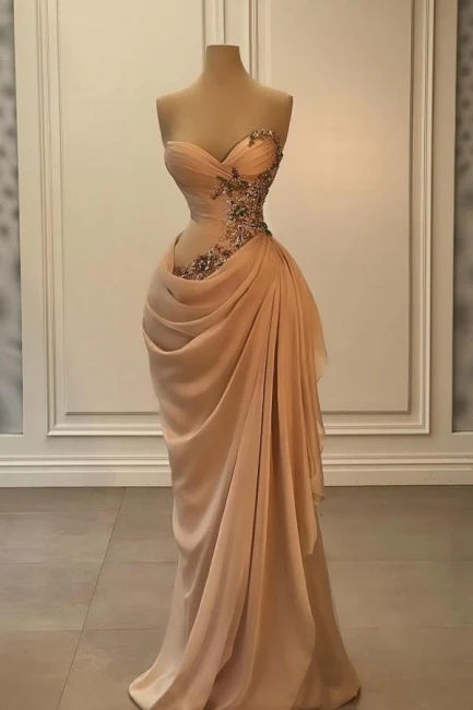 Gorgeous Sweetheart Beaded Pleated Floor Length Prom Dresses Main image