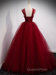 Gorgeous Wine Red Tulle Ball Gown Long Evening Prom Dress Formal Dress, Burgundy Sweet 16 Dress