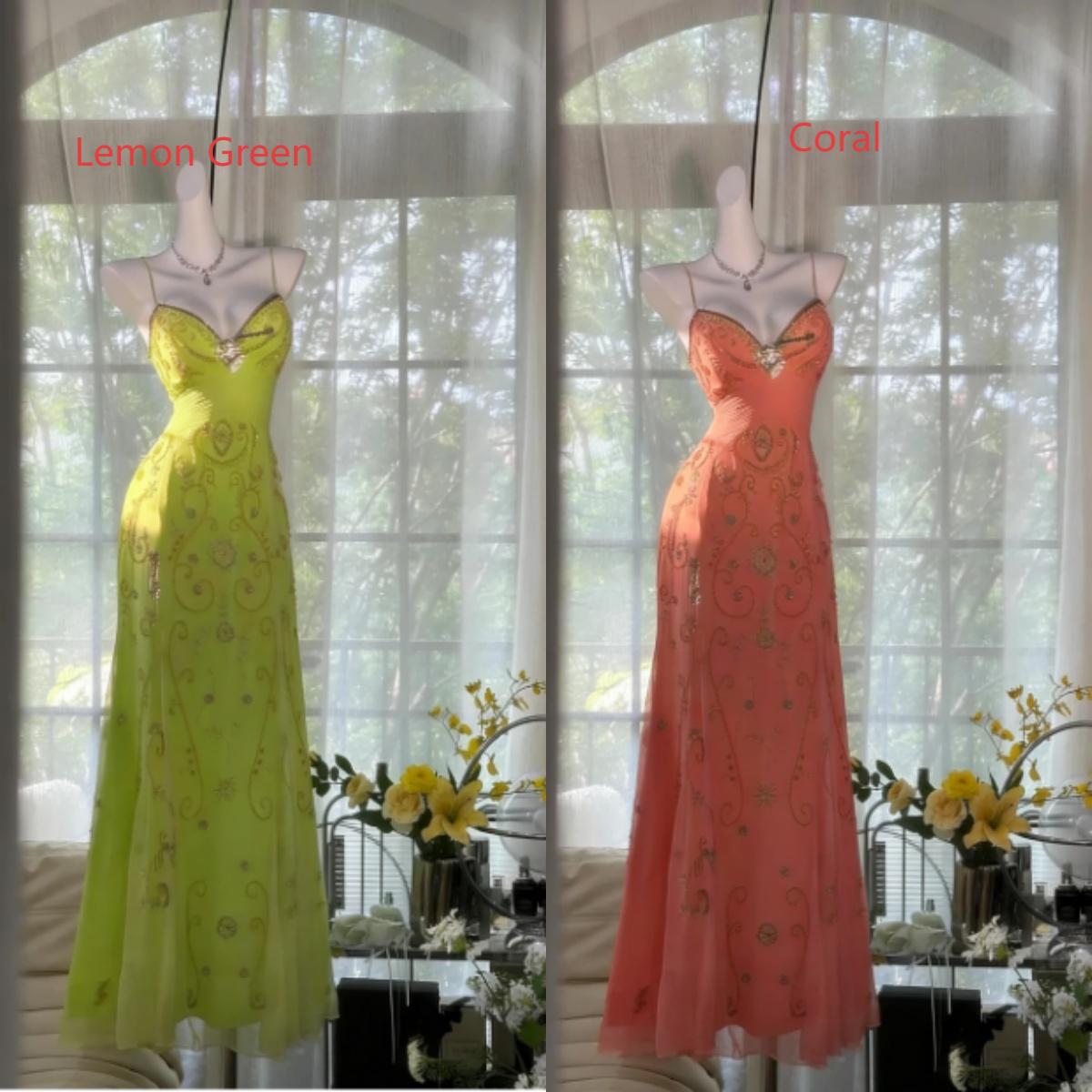 Gorgeous Butter Yellow Spaghetti Straps A-Line Tulle Beaded Long Classy Prom Dress Backless Classy Evening Gowns