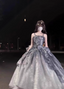 Gothic Sweet & Cool Silver Gray Spaghetti Strap 3D Floral Bow Sequined Satin Classy Prom Dress
