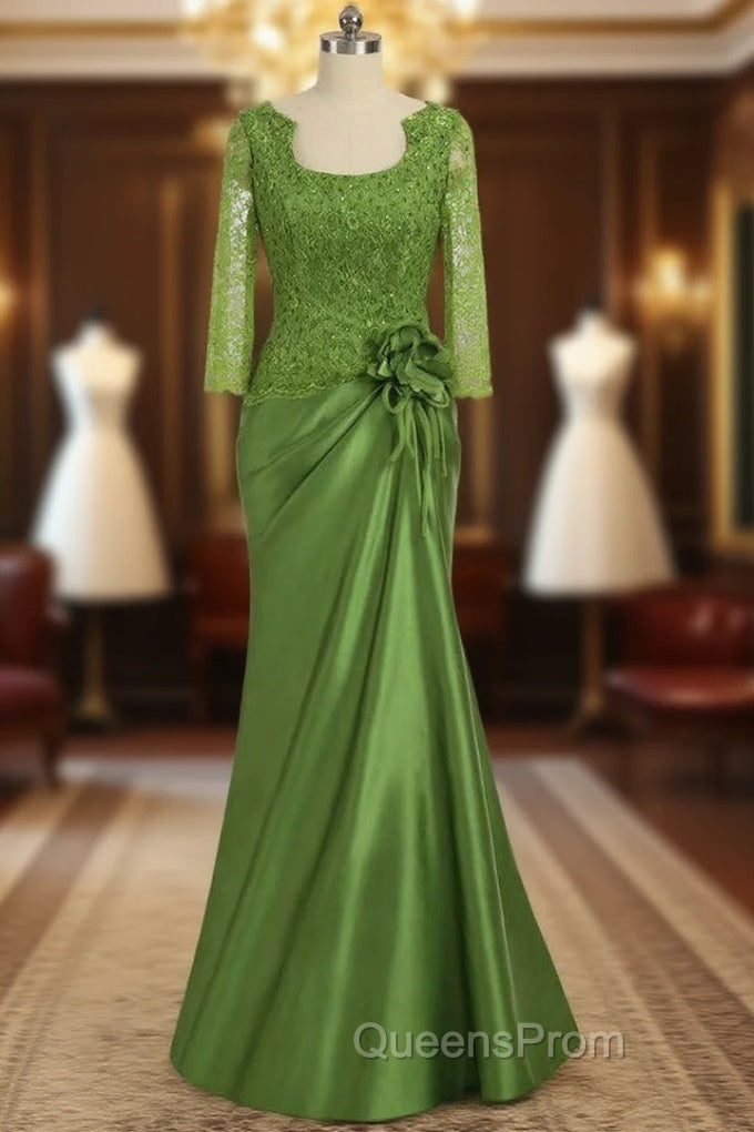 Graceful Green Mother Of The Bride Dress Mermaid Long Sleeves Lace Main image