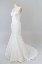 Graceful Illusion Appliques Mermaid Wedding Dress