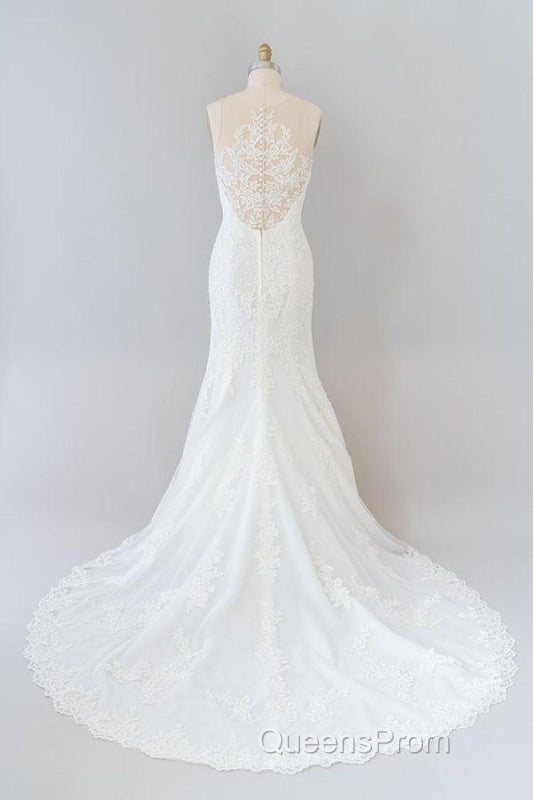 Graceful Illusion Appliques Mermaid Wedding Dress Secondary image