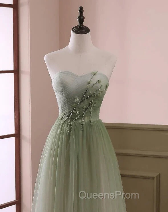 Gradient Light Green Beaded Tulle A-line Party Dress Long Junior Evening Prom Dress Evening Prom Dress shops Secondary image