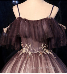 Gradient Sweethaert Beaded Tulle Long Party Dress, Off Shoulder Gown