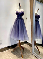 Gradient Tulle Sweetheart Knee Length Evening Prom Dress, Cute Homecoming Dress
