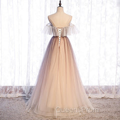Gradient Tulle with Straps Sweetheart Party Dress, A-line Tulle Evening Dress Evening Prom Dress