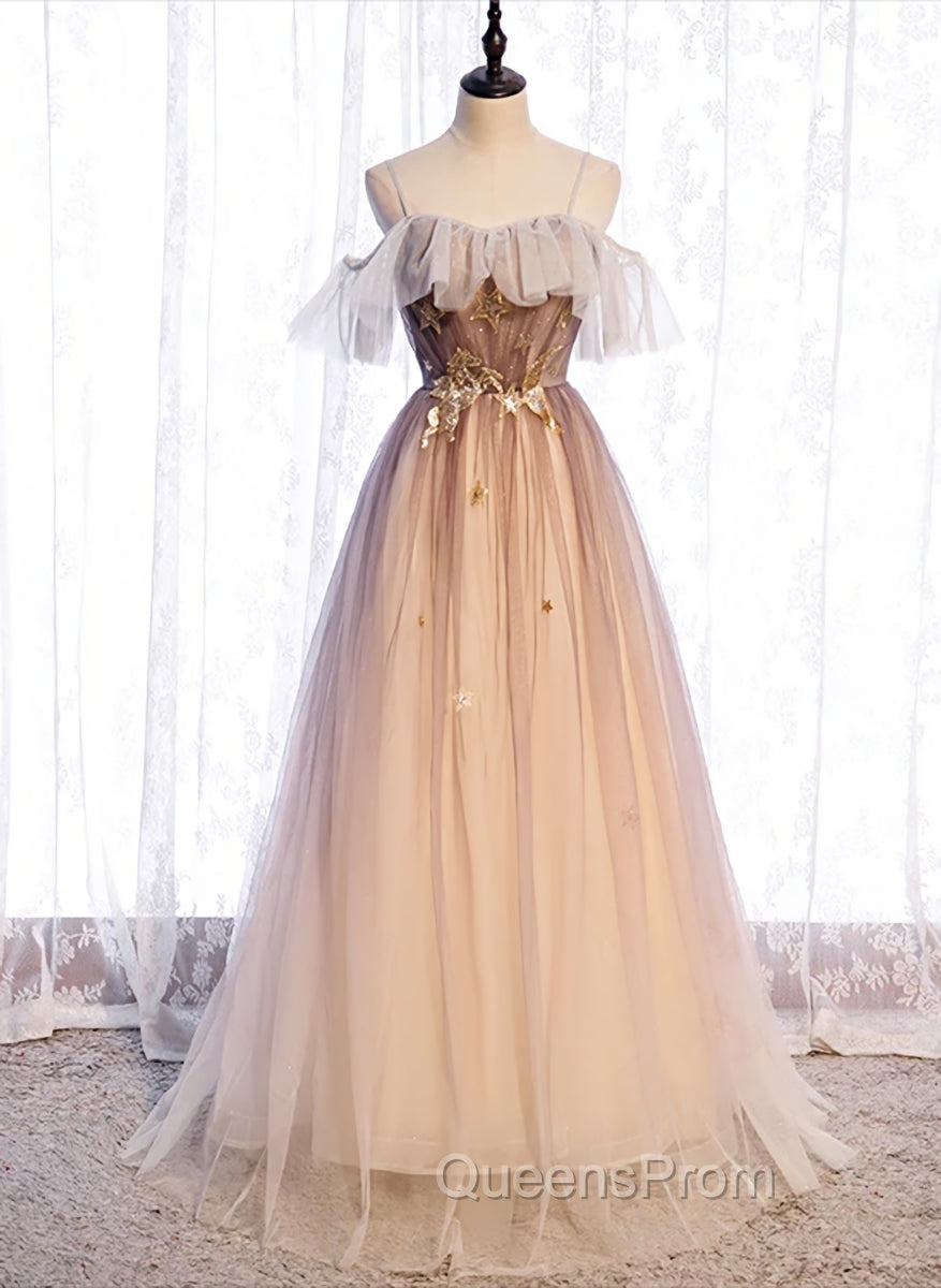 Gradient Tulle with Straps Sweetheart Party Dress, A-line Tulle Evening Dress Evening Prom Dress Main image