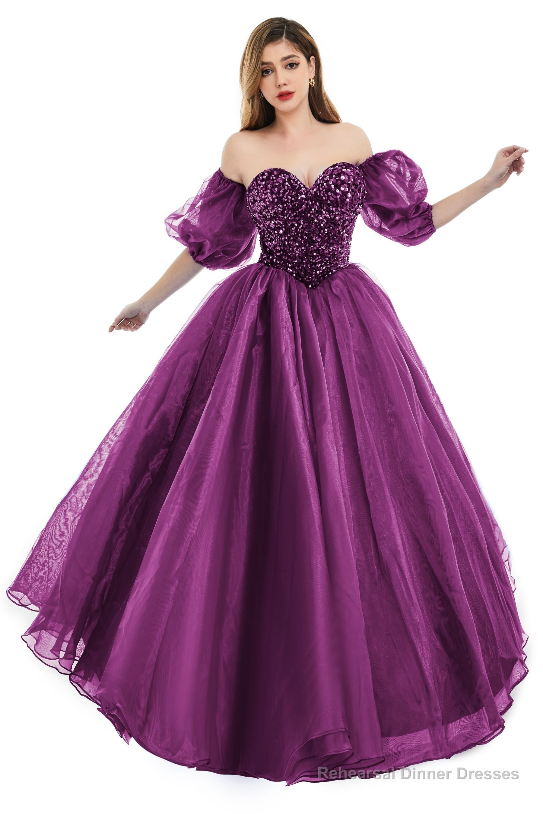 Grap Tulle Sequins Sweetheart Prom Dresses Spaghetti Straps Evening Quinceanera Dresses Main image
