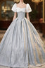 Grau Puff Sleeve Square Quinceanera Dress