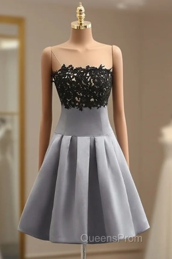 Gray Homecoming Dress A-line Strapless Knee Length Main image