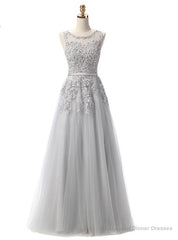 Gray Lace Beading Scoop Sleeveless Bridesmaid Dress