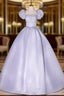Gray Square Puff Sleeve Quinceanera Dress