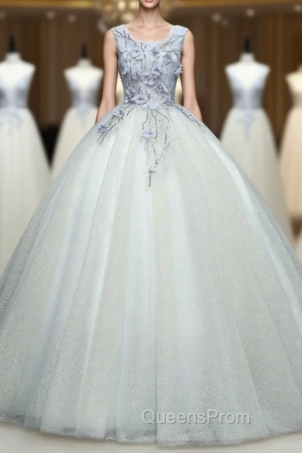 Gray Tulle Appliques Sequins Quinceanera Dress Main image