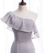 Gray Tulle Mermaid Long Evening Prom Dress Gray Tulle Evening Dress