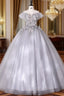 Gray Tulle Off the Shoulder Appliques Quinceanera Dress