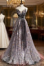 Gray Tulle Sequins Sweetheart Beading Evening Prom Dress