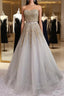 Gray Tulle Strapless Beading Sequins Evening Prom Dress