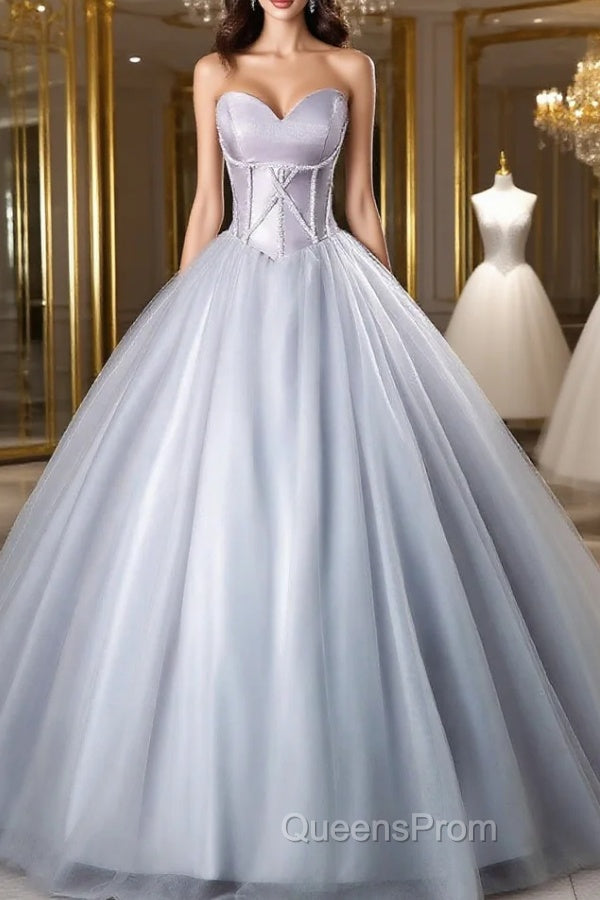 Gray Tulle Sweetheart Beading Quinceanera Dress Main image