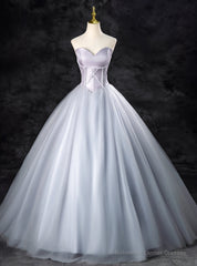 Gray Tulle Sweetheart Beading Quinceanera Dress