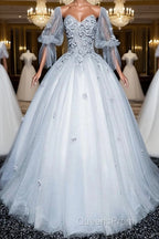 Gray v neck tulle lace long Evening Prom Dress, gray tulle lace evening Dress