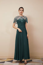 A Line Chiffon Beading Long Zipper Back Mother of the Bride Dresses