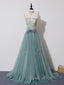 Green A Line Lace Long Evening Prom Dress, A Line Green Lace Long Evening Dress