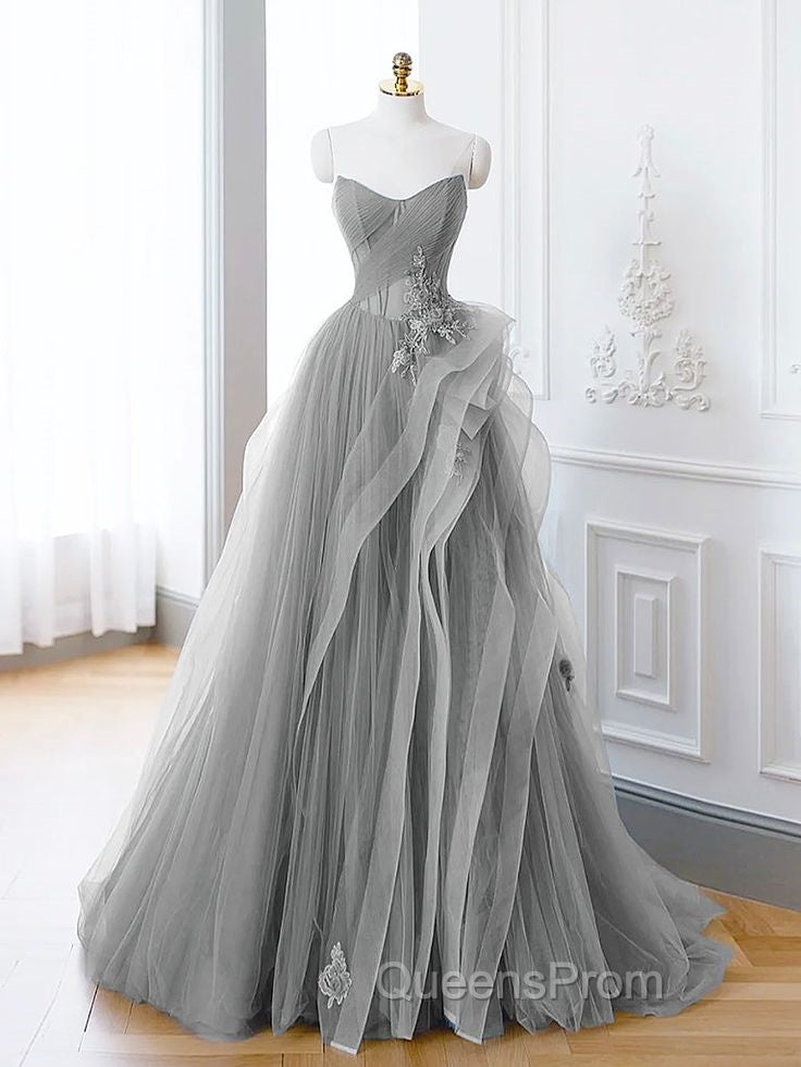 Green A-Line Long Evening Prom Dress, Green Lace Long Evening Dress
