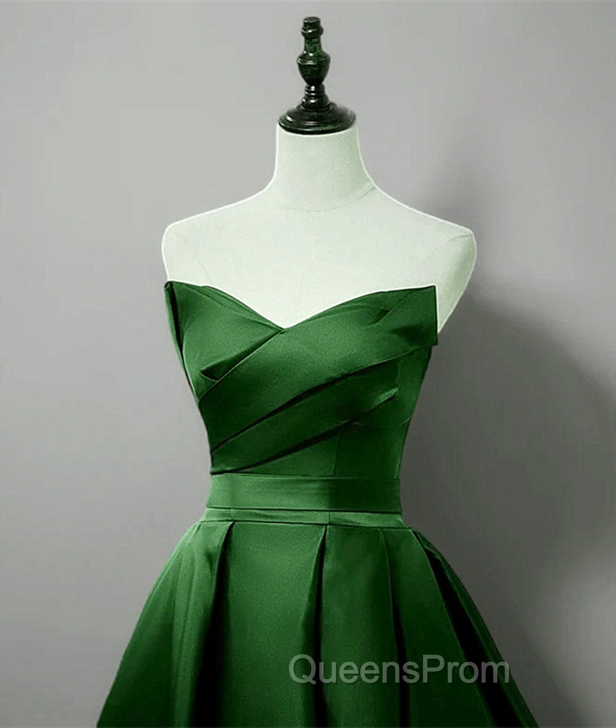 Green A-line Simple Satin Long Party Dress, Green Satin Evening Prom Dress Secondary image